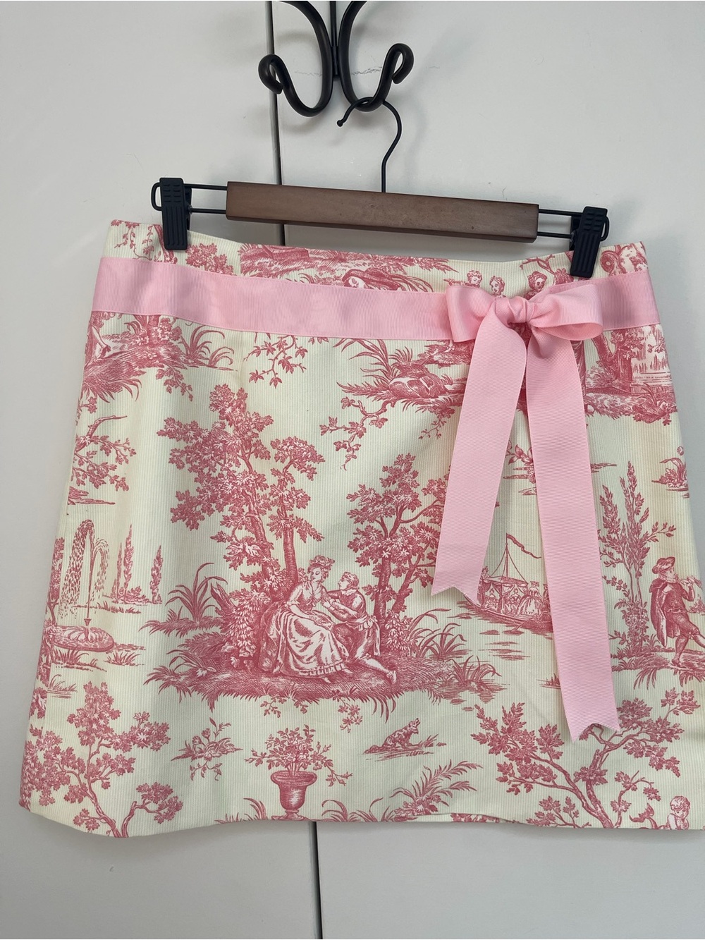 Molly B Pink Toile Mini Skirt with Pink Ribbon Waist